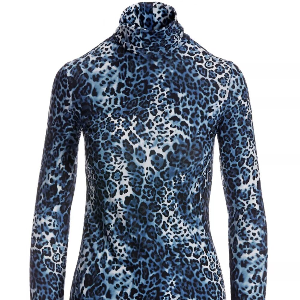 Blue Cheetah Turtleneck Top